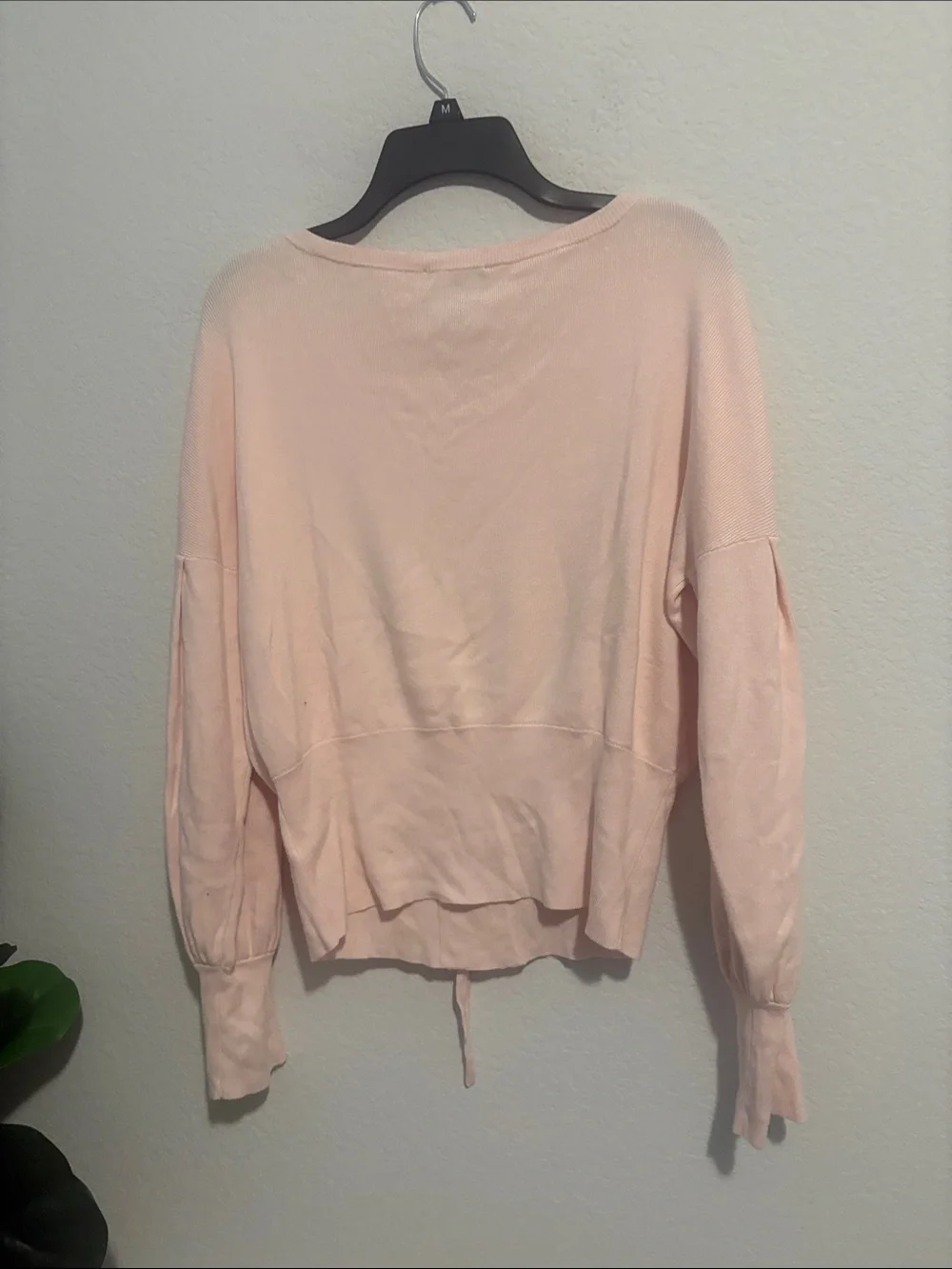 NWT Express Lace-Up Waist Sweatshirt in Pale Pink with balloon sleeves M